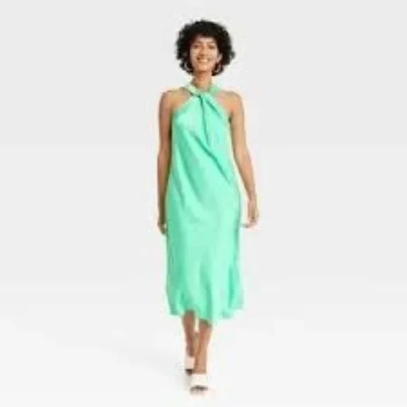 NWT ** A NEW DAY- Aqua Halter Slip 👗 Dress ** Size L - Picture 2 of 7